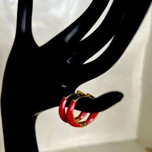 Red & Gold Pierced Hoop Earrings